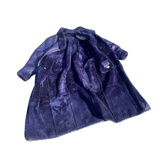 Vintage purple Full Length soft leather made in US shearling jacket size XL - Picture 5 of 6